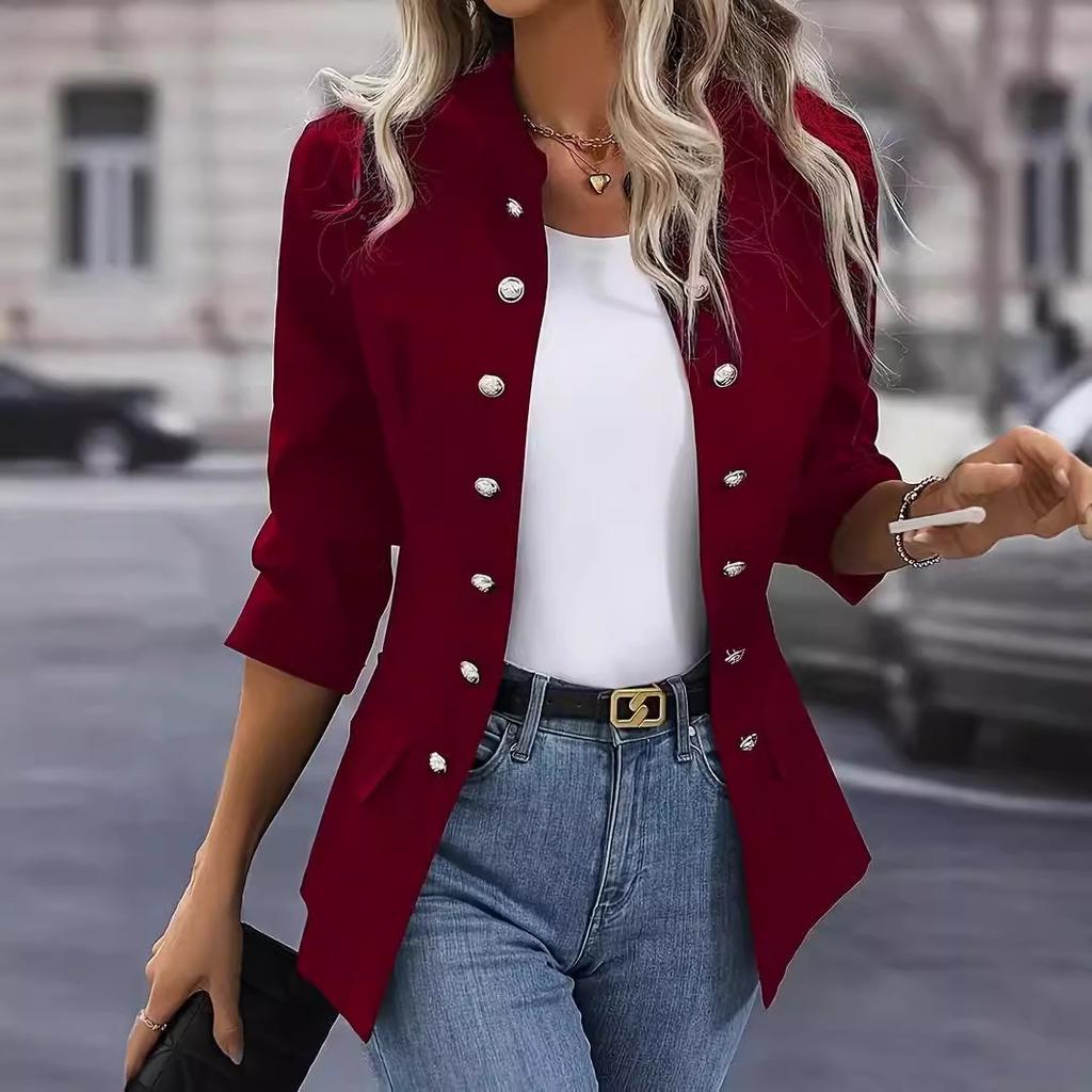 Women's Black Blazer Jacket with White Top and Blue Jeans Outfit Set