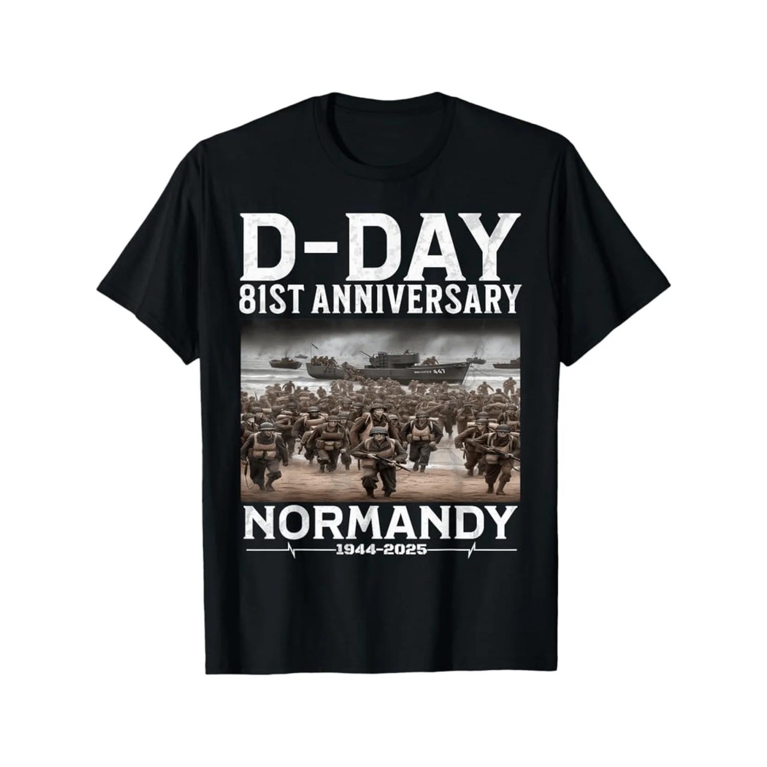 

Normandy Omaha Beach 1944 D-Day 81st Anniversary T-Shirt 100% Cotton O-Neck Short Sleeve Summer Casual Mens T-shirt Streetwear XXXXXL