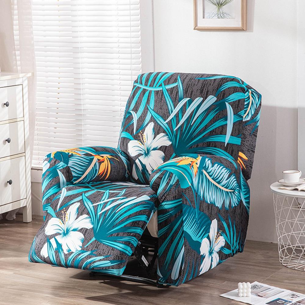 Elastic Recliner Sofa Cover Full Protection Thick Fabric Slipcover with Floral Print for Rocking Chairs