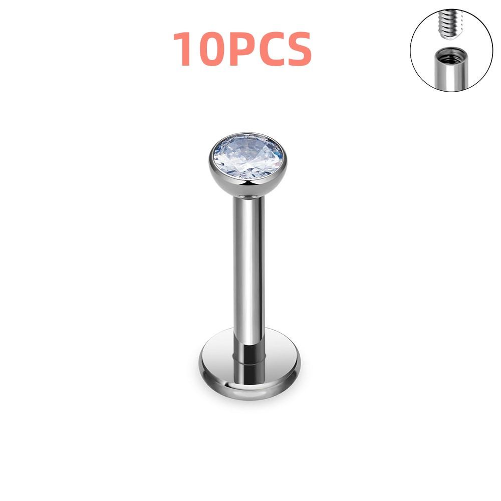 

10/50 шт. Титан G23 Внутренняя резьба Форма чашки Гвоздик для хряща уха Простой и модный Пирсинг Циркон Гвоздик для уха Гвоздик для губы 1.2x6x2mm
