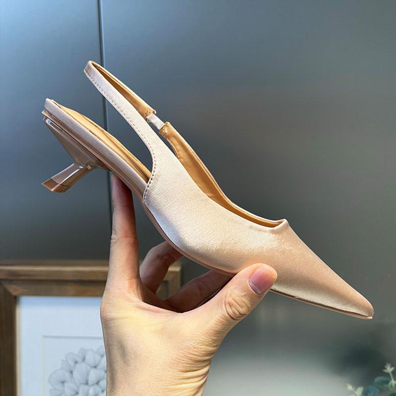 Fashion Female Slip On Footwear Shallow Ladies Low Heel Sandals Shoes Fashion Pointed Toe Women Heeled Sandals Pumps Shoes
