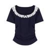 Women's Lace Summer Short Sleeved T-Shirt Top Slim Fitting Garden Collar New
