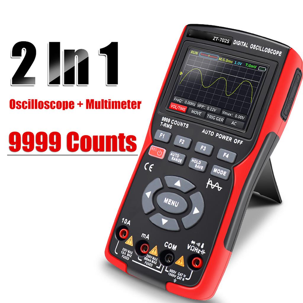 אוסצילוסקופ דיגיטלי מולטימטר 48MSa קצב דגימה 10Mhz רוחב פס 9 ספרות True 2.8 אינץ' תצוגה צבעונית מולטימטר