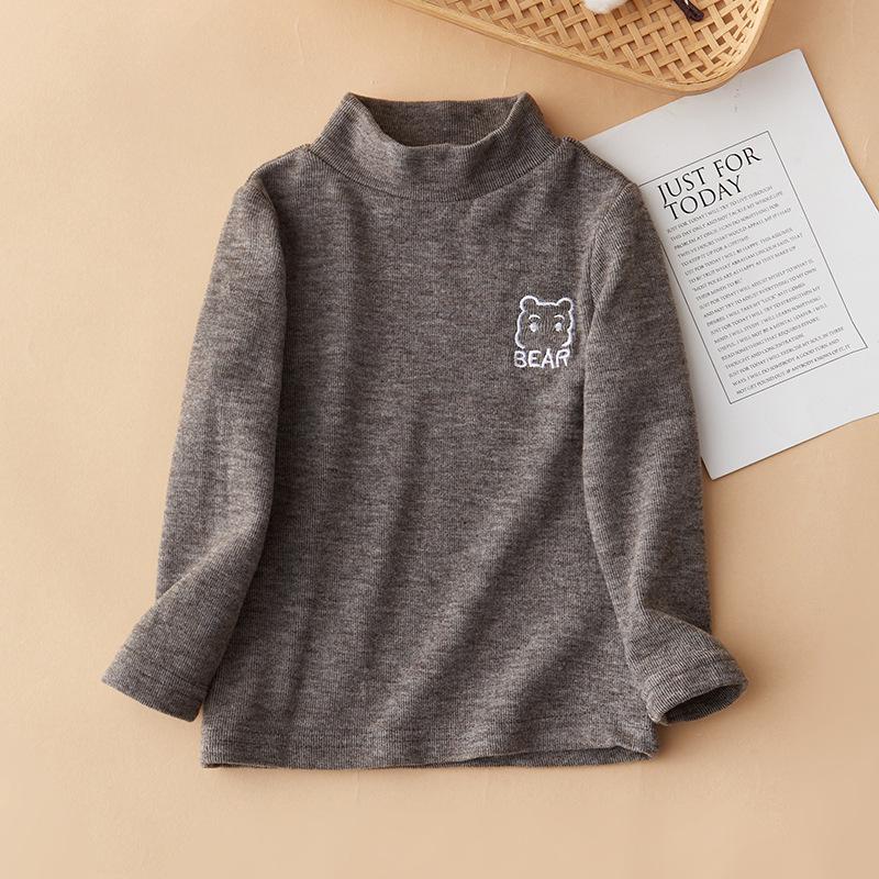 Kids' Fleece Half-High Collar Long-Sleeve Top - Warm, Trendy Base Layer for Boys & Girls