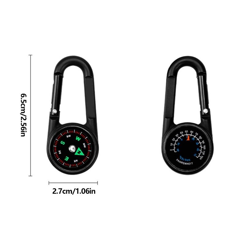 Double Sided Compasses Thermometers Outdoor Small Compasses Carabiner Outdoor Navigation Tool Backpack Buckle Enduring
