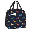 Dachshund Thermal Insulated Lunch Bag Women Badger Sausage the Wiener Dog Lunch Tote for Outdoor Camping Travel Storage Food Box