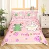 Frog Duvet Cover Set Cute Kawaii Cartoon Frog Pattern King Queen Size Polyester Comforter Cover With Pillowcase For Kids Girls