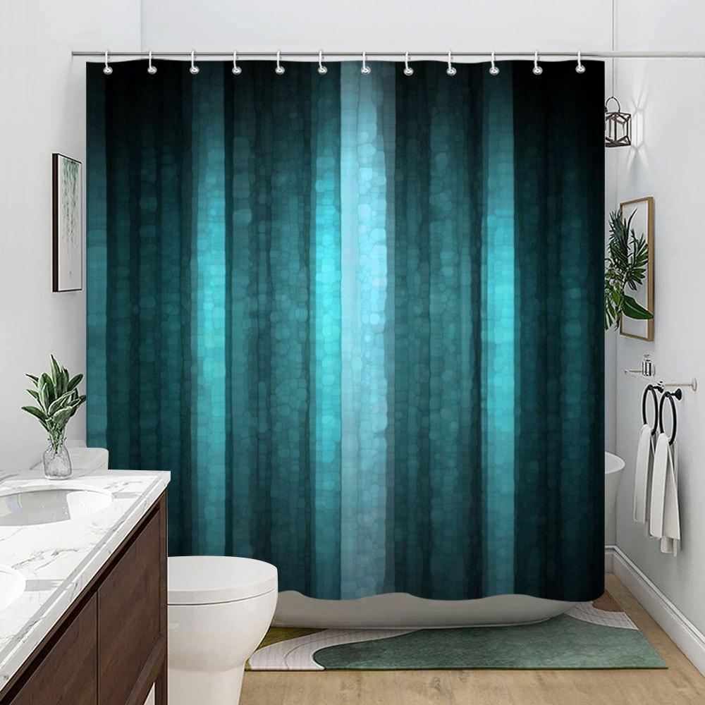 Elegante Petrol Ombre Print Waterdicht Douchegordijn Voor Badkamer, Modern Abstract Ontwerp High-End Toilet Scheidingsgordijn