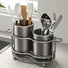 1 Piece of Utensil Rack, Silver Utensil Rack with a Metal Frame, Utensil Rack with 2 Compartments, Kitchen