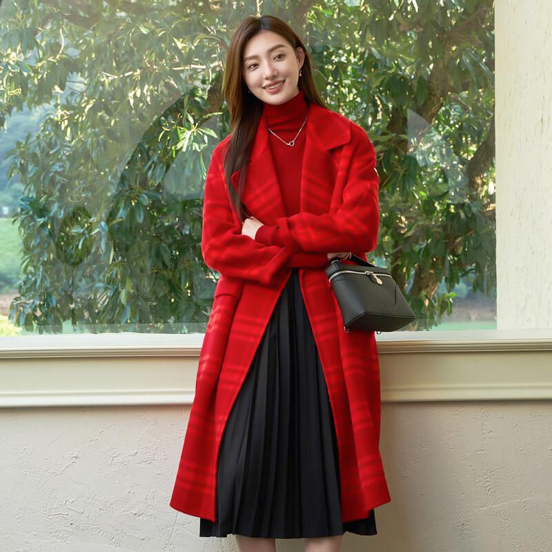 

Женское классическое двустороннее шерстяное пальто в клетку Iveni S