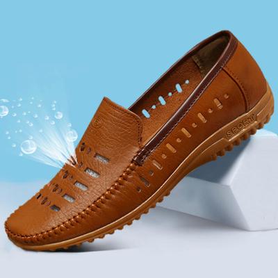 Sandalyet Erkek Orta Yaşlı Ve Yaşlı Günlük Ayakkabılar Erkek Nefes Alabilen Deri Trend Erkek Sandaletleri Delikli Ayakkabılar