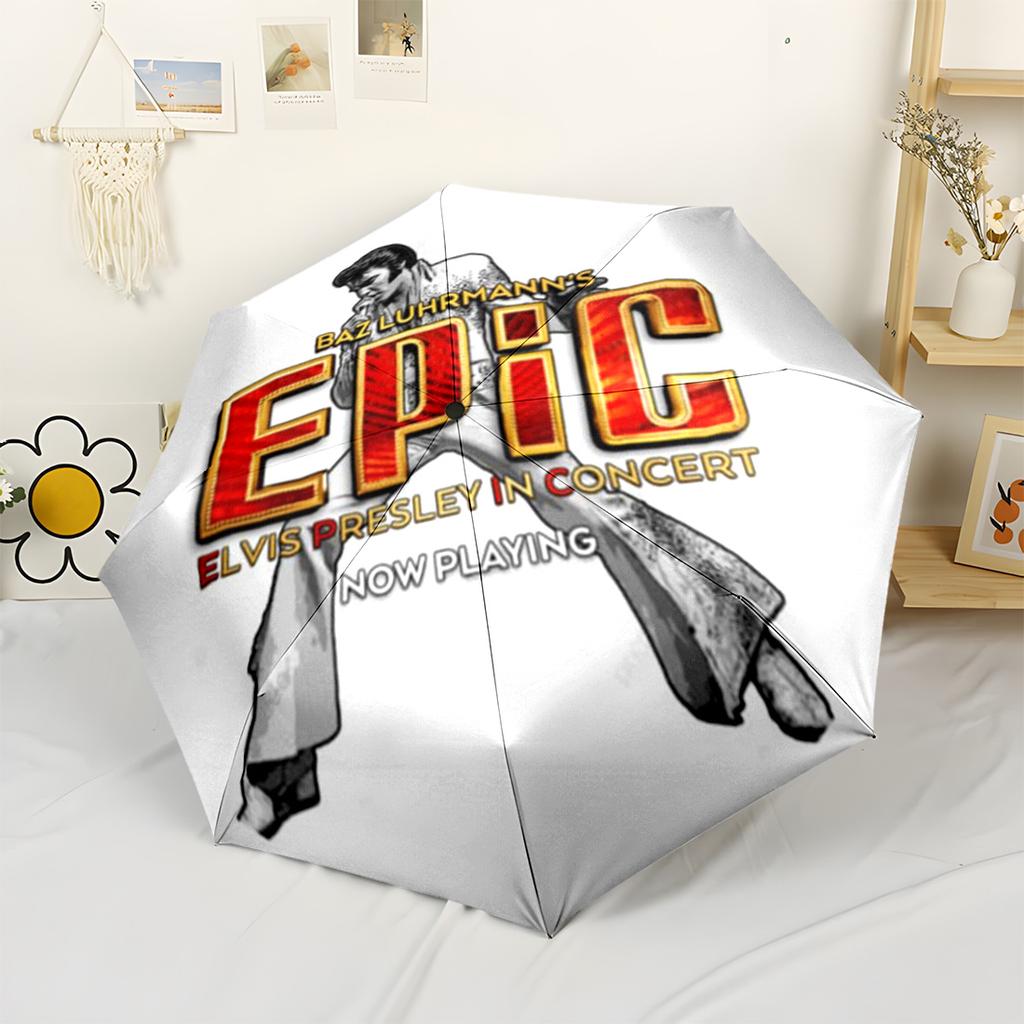 Epic Elvis Presley Concert Compact Travel Automatic Umbrella Compact & Durable 8-Rib Design Durable All-Season Travel Elegant Women's Umbrella