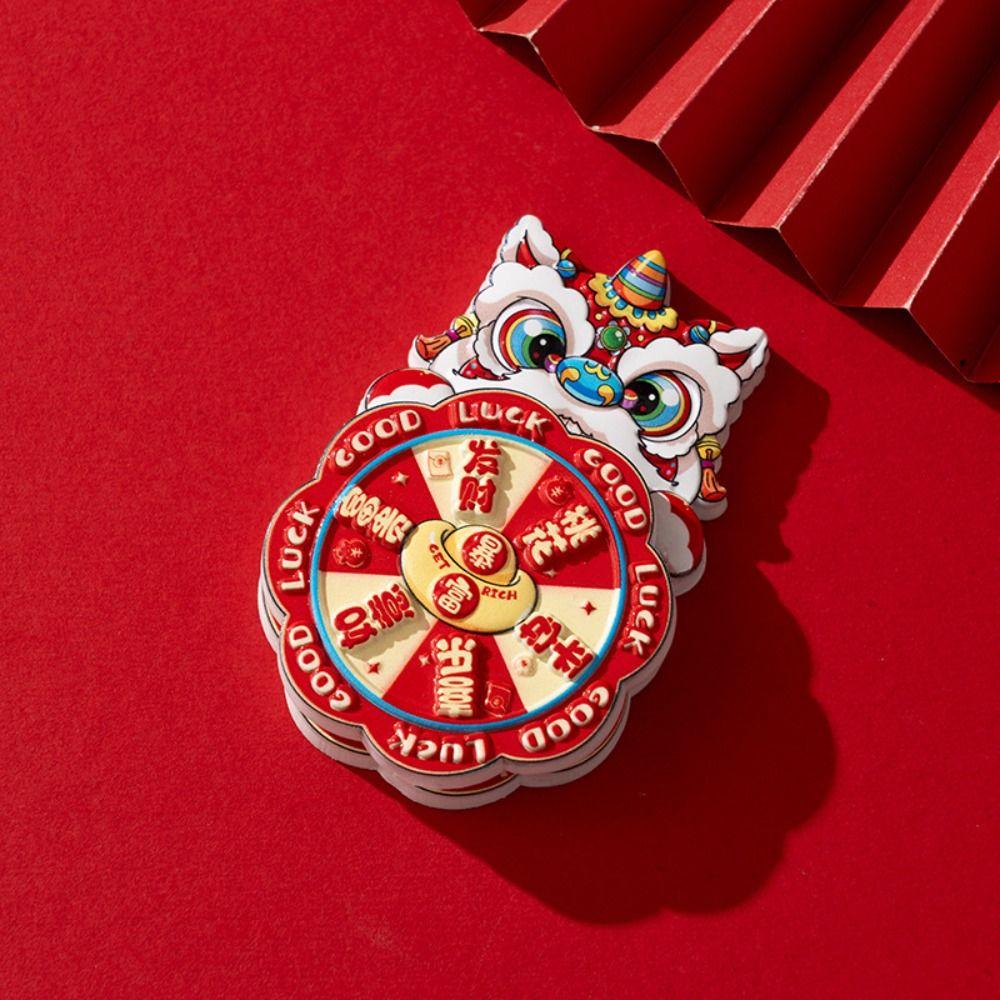 Cartoon New Year Refrigerator Magnets Chinese Style 3D Rotatable Magnet  Celebration Party