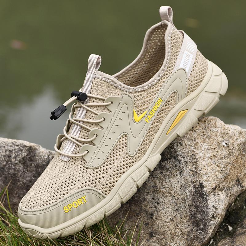 Men's Walking Sneakers Outdoor Anti Slip Wear-resistant Mesh Shoes Summer Lightweight Elastic Band Wading Shoes Size 38-46