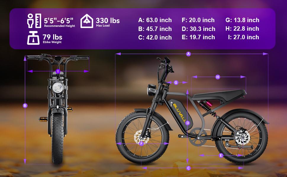 Bluvall Su8 Fat Tire Electric Bike 20*4.0 Wide Tire Long Range Off Road E-Bike