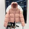 Winter new down jacket women's super short hooded bud puff bread jacket thickened white duck down European jacket