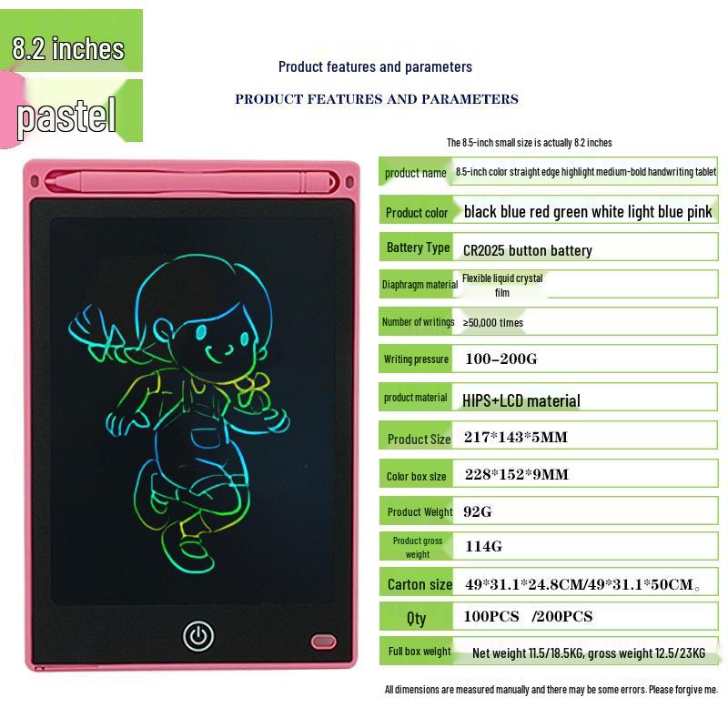 Kids' LCD Drawing Tablet - 6.5/8.5/10/12 Inch with One-Click Clear Screen
