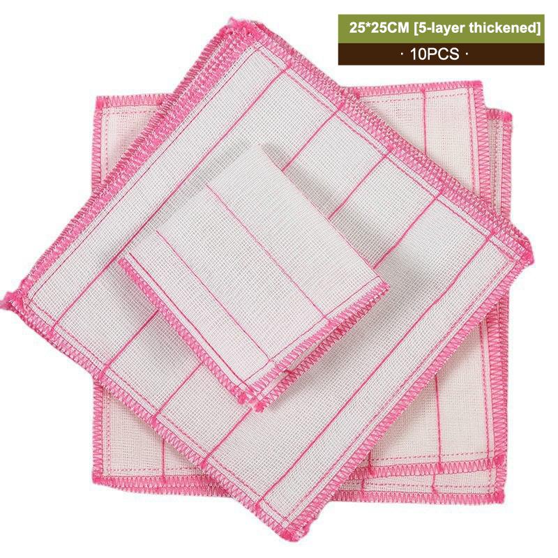 10Pcs Dishwashing Cloth Kitchen Rainbow Cloth Absorbent But Not Shedding Hair Table Cleaning Towel Household Thick Scouring Pad