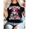 Women's Casual Printed T-shirt with Skull Pattern Print, Black Short-sleeved Round-neck, Summer Streetwear Apparel