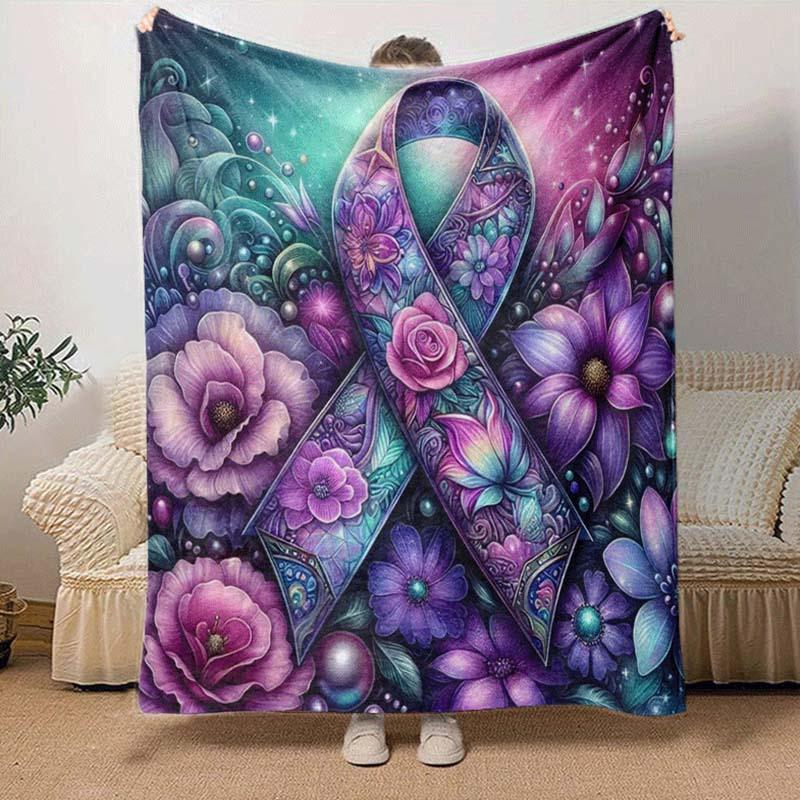 1pc Flower Printing Lightweight Flannel Blanket, Comfortable and Warm Blanket, for Camping Sofa Bed and Couch Office, Suitable for Gift Blank