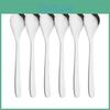 Silver 6pcs Type 1810 Dinnerware Smooth Stainless Steel Set Dinner Spoons Set Travel Cutlery Tableware Kitchen Party Home