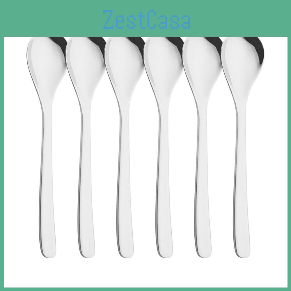 Silver 6pcs Type 1810 Dinnerware Smooth Stainless Steel Set Dinner Spoons Set Travel Cutlery Tableware Kitchen Party Home