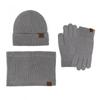 3 Pcs/Set Women Winter Hat Scarf Gloves Set Thick Plush Knitted Warm Cap Gloves Elastic Ear Windproof Wi