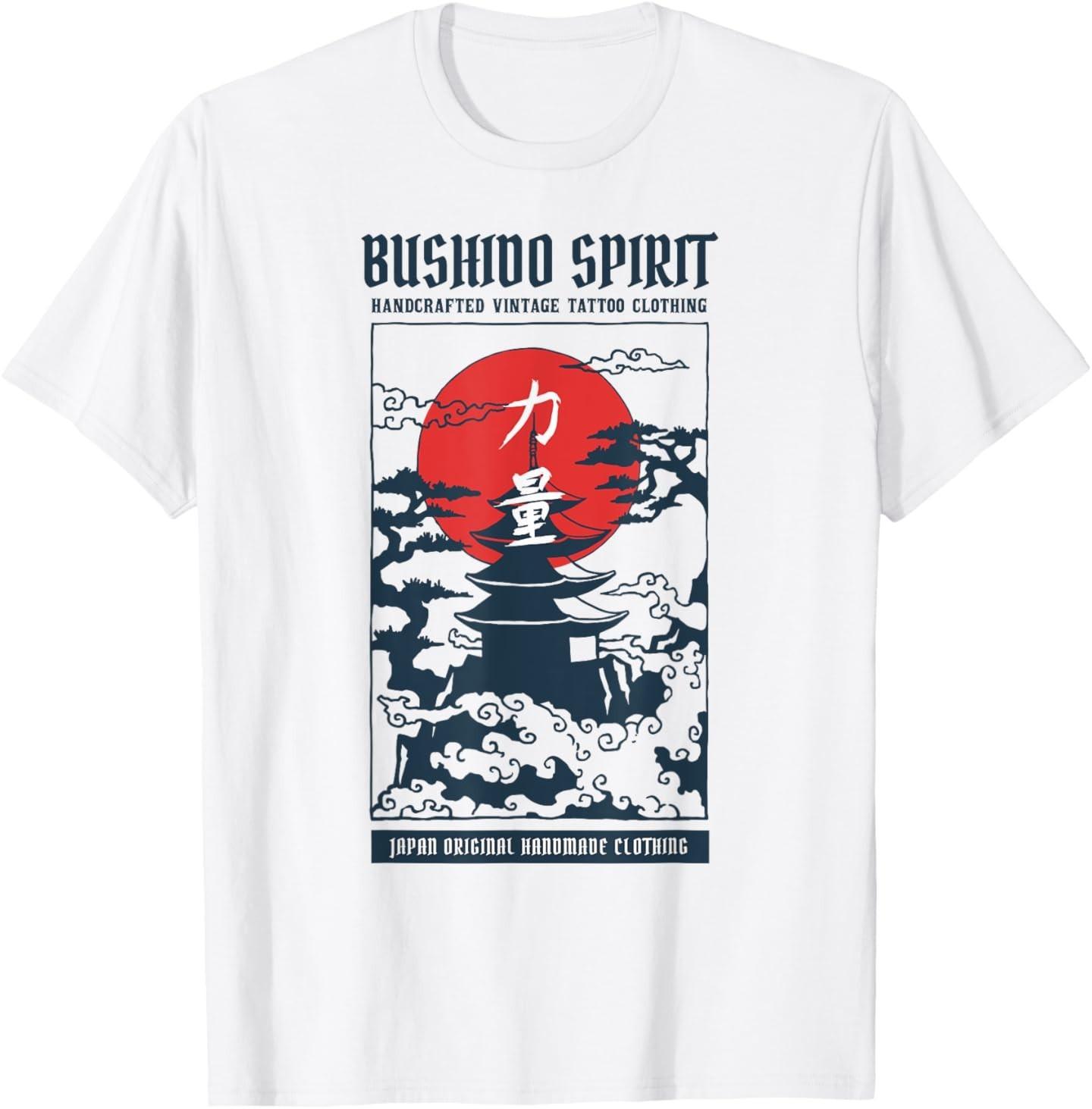 

Vintage Bushido Spirit Japanese Art Gift for Men T-Shirt Mens Womens Tees Top L