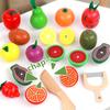 6/9/12pcs Fruit Cutting Toys Magnetic Wooden Cutting Fruits Vegetables Play House Simulation Kitchen Food Toys for Children