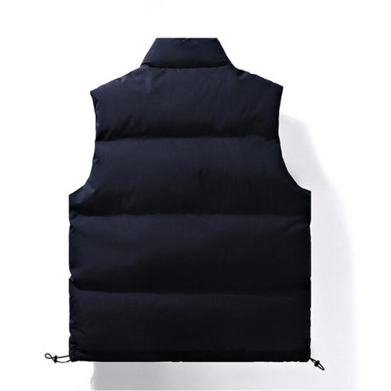 Men Down Waistcoat With Pockets Stand Collar Sleeveless Zipper Closure Autumn Winter