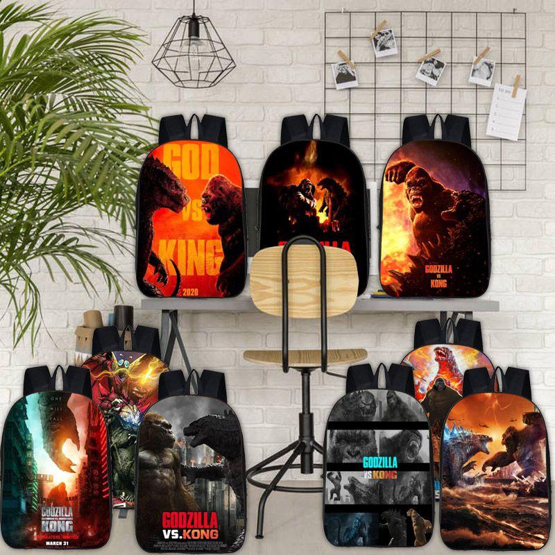 Stylish Godzilla Vs King Kong Backpack For Students With Cartoon Patterns And Adjustable Straps