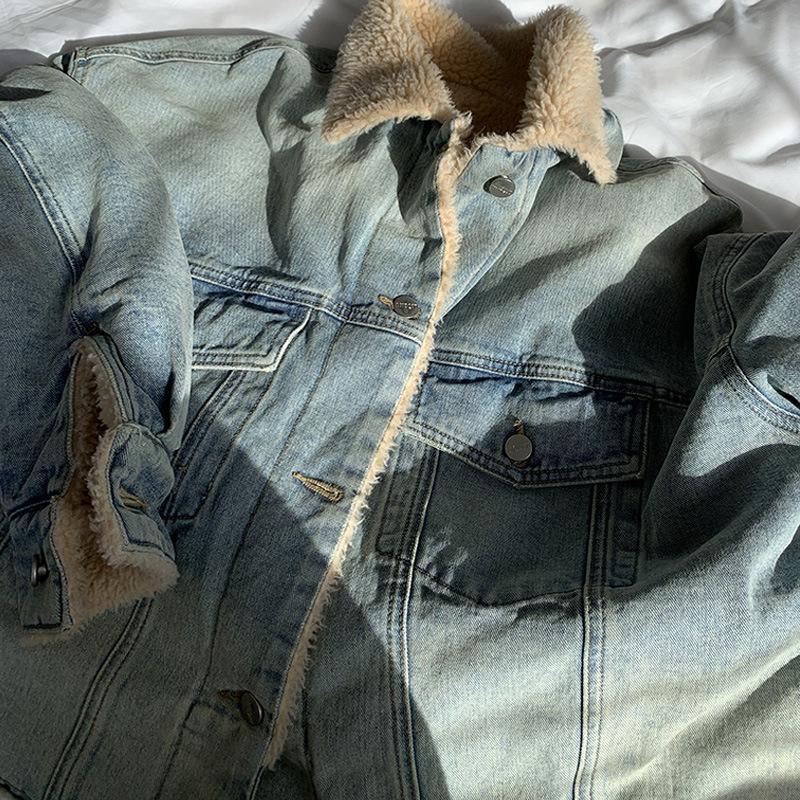 Women's Winter New Trend Y2K Plus Velvet Thick Denim Jacket Parkas Cowboy Down Coat Female Koream Clothes Luxury 2023