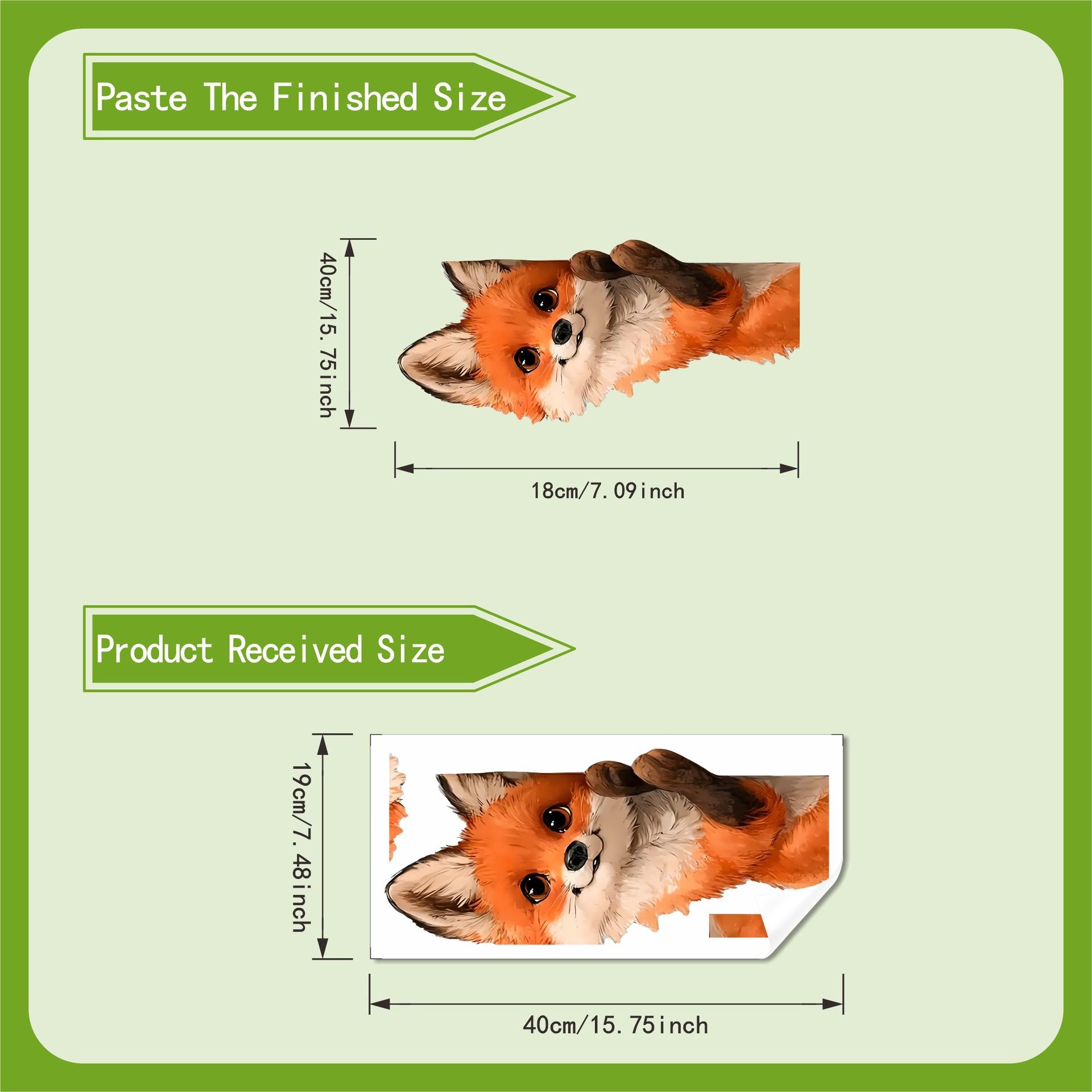 

Cute Fox Static Cling Window Sticker Cartoon Animal Glass Art No Glue 19X40cm разноцветный