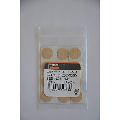 TRUSCO Screw Hole Seal 14MM Wood Grain Hickory 12 Pieces NC14-MH