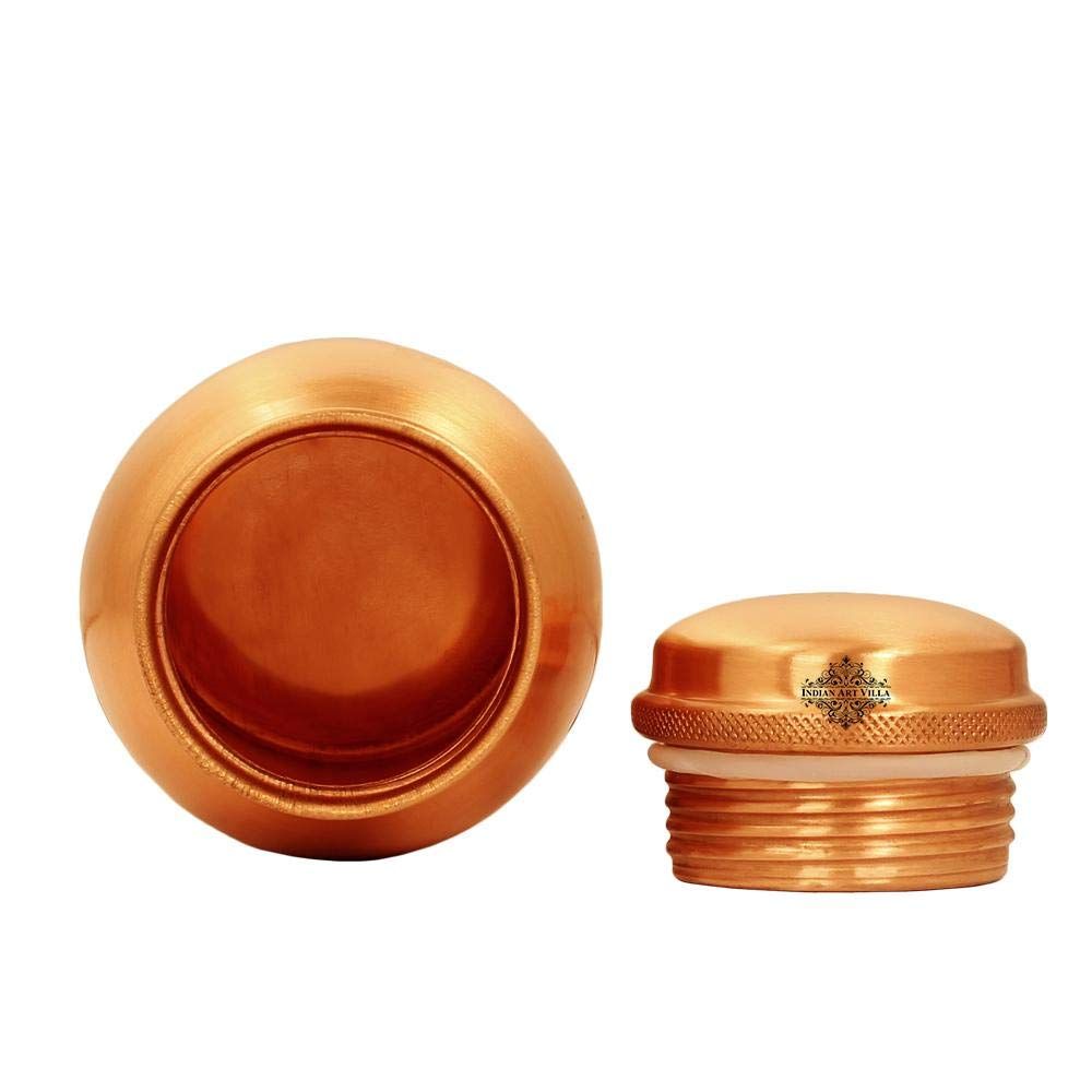 Pure Copper Drinkware Gift Set of Plain Matt Finish Design 1 Bottle & 2 Glass with Gift Box, Gift Item for Diwali, Bottle-1 Litre & Glass-300 Ml