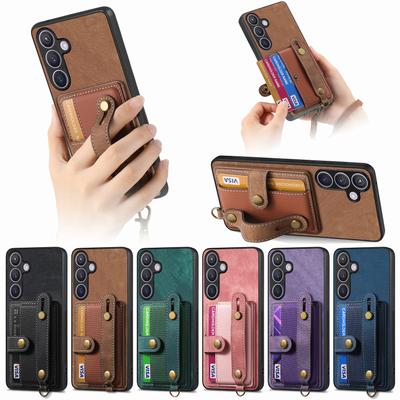 Wristband Cards Solt Leather Wallet Case For Samsung Galaxy S24 Ultra S23 S22 Plus S21 FE A04 A14 A24 A34 A54 A15 A25 A72 A73