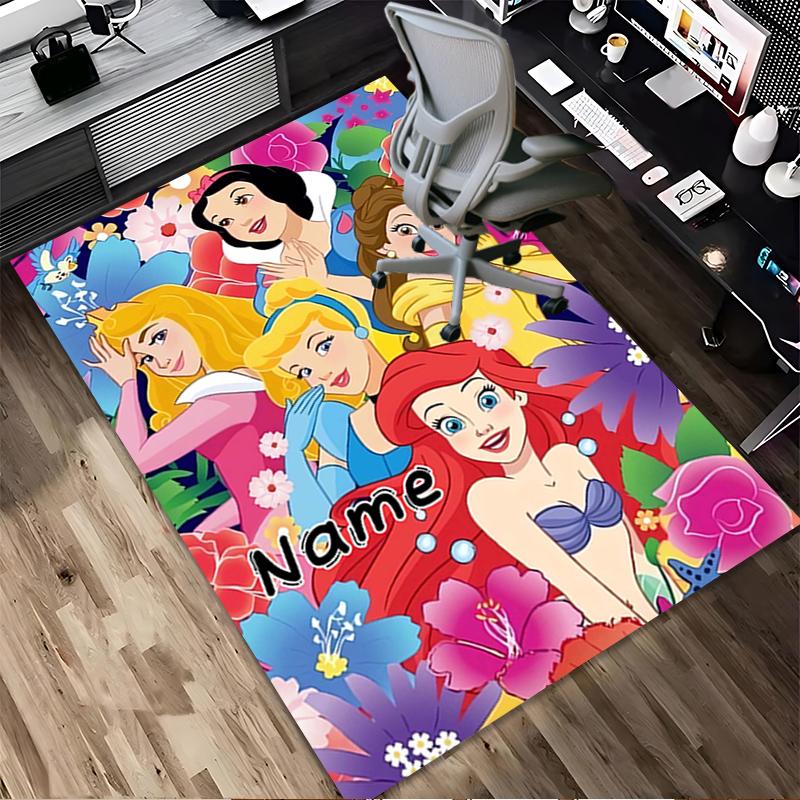 Custom Name Princess Party Living Room Non-Slip Area Rug Soft Carpet for Bedroom Kids Playroom Sofa Office Home Decor Doormat