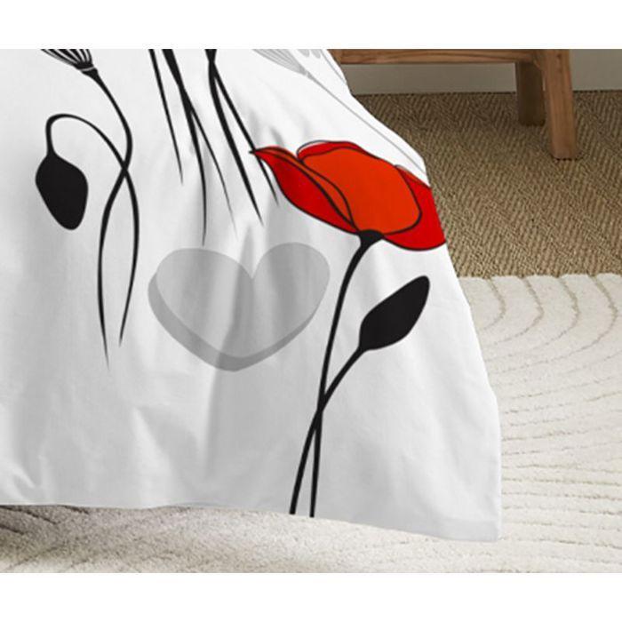 Parure de draps 3 pièces pour lit 90 x 190 cm Coquelicot