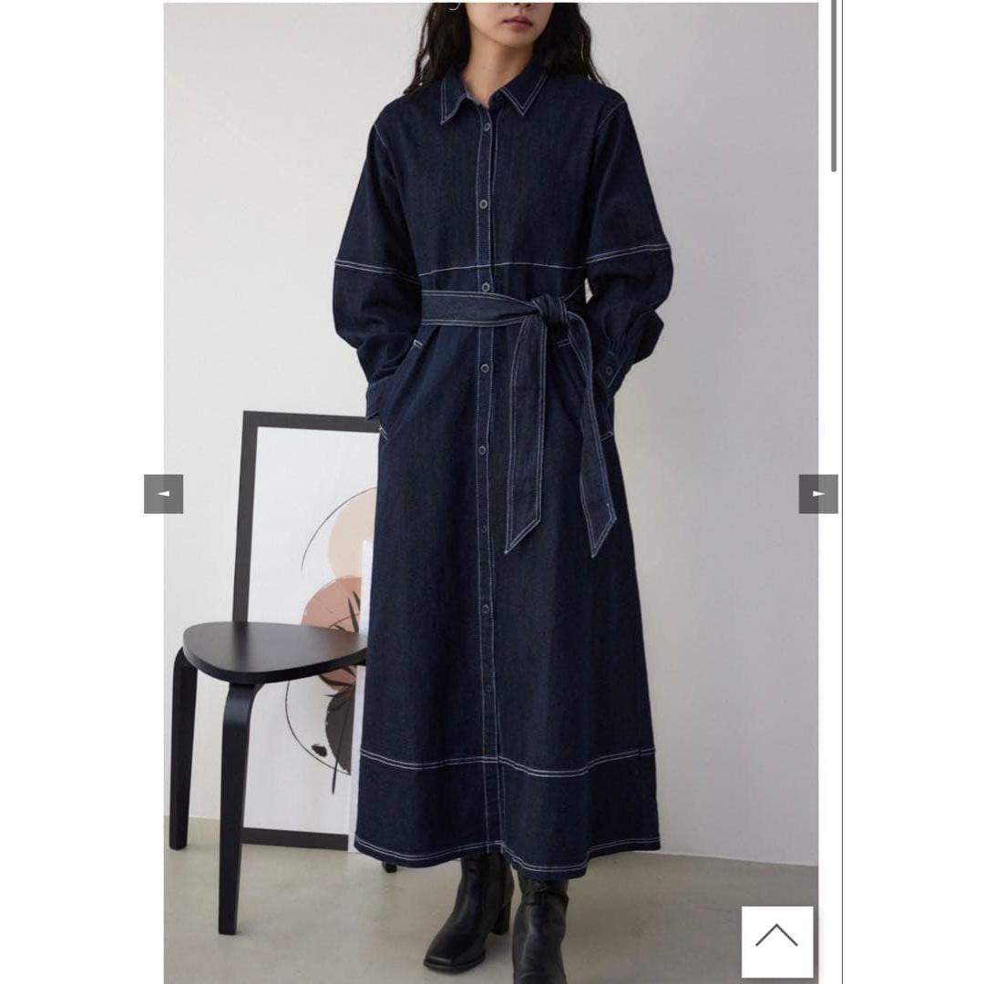 AZUL color stitching denim shirt dress