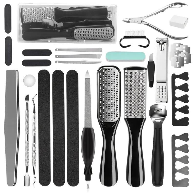 26-Piece Stainless Steel Pedicure Kit, Foot File Callus Remover, Toenail Clippers, Nail File, Professional Manicure Set
