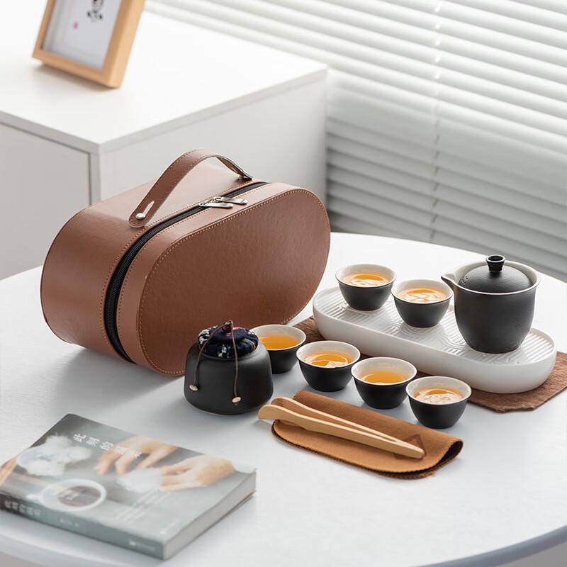 Portable Ceramic Travel Tea Set with Gaiwan