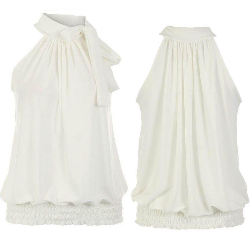 Elegant Women Sleeveless Lotus Chiffon Shirt Exuding Timeless Style For Office Wear