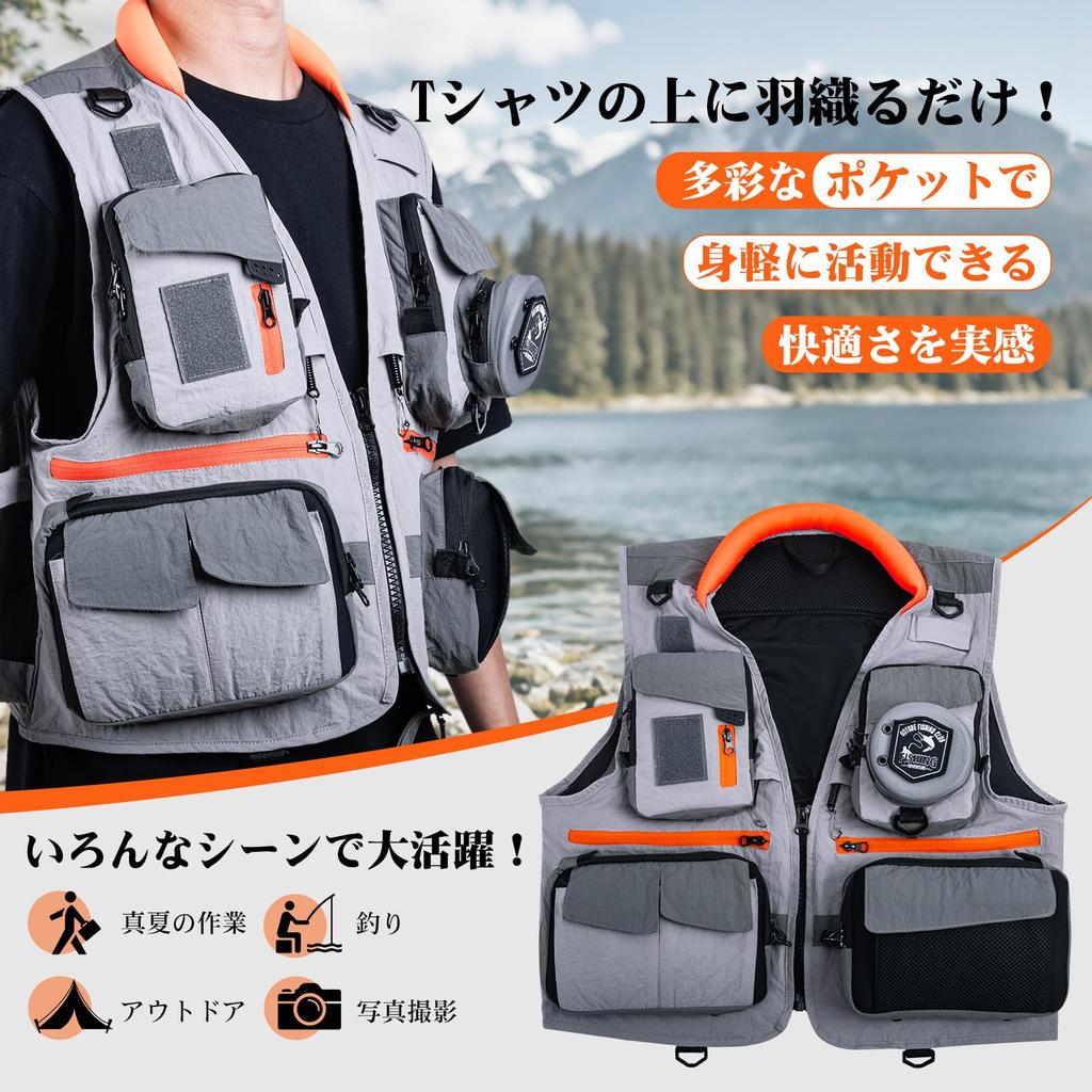 Goture Fishing Mesh Fishing Outdoor Multifunctional One Size Fits All Vest, Vest, Top, Vest, Unisex,