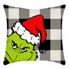 Grinch Linen Throw Pillowcase Holiday Sofa Office Cushion Pillowcase Green Furry Christmas Pillowcase