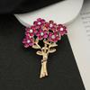 Fuchsia Rhinestone Brooch Compact Bouquet Flower Brooch Alloy Fashion Pin Lightweight Gold Plated Brooch For Scarves Cardigans