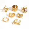 Style Geometric Stainless Steel Ring With Water Diamond Embedding For Women