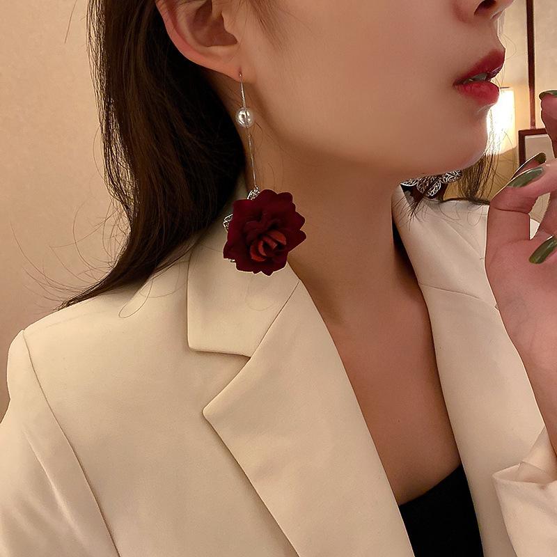 Rose Earrings, Earrings, Ethnic Style Pearl Flower Earrings, Fashion Temperament Earrings.
