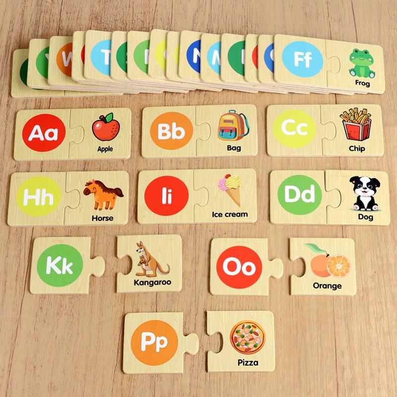 Wooden Animal Matching Puzzle For Kids With Alphabet Blocks Educational Toy For Preschoolers