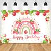 Sweet Strawberry Theme Photo Backdrop Kids 1st Birthday Party Decor Banner Watermelon Fruit Newborn Baby Shower Photo Background