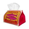 2D Flat 1pc Retro Pop Art Sardine Tissue Box with Lid- Pink& Yellow SARDINES Soft Fabric Organizer, Spill-Resistant Suitable for Kitchen, Living Room,